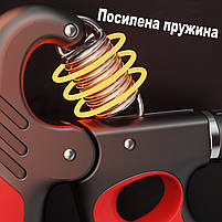 Еспандер кистьовий 5-100кг з лічильником натискань. Регульований еспандер для пензля чорний із сірим, фото 3