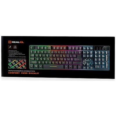 Клавіатура REAL-EL 7090 Comfort Backlit, black mb tp - фото 4 - id-p2140880783