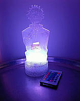 Акриловый 3D стветильник - ночник Аниме Магическая битва Годжо Сатору 16 цветов + пульт ( подставка светится)
