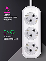 Мережевий фільтр, подовжувач на 3 розетки SP3 5m (чорний/білий), фото 4