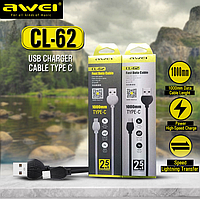 Awei CL-62 2 в 1, 2,5 А, USB-C Type-C, зарядка + передача данных 1000 мм | Кабель для передачи данных