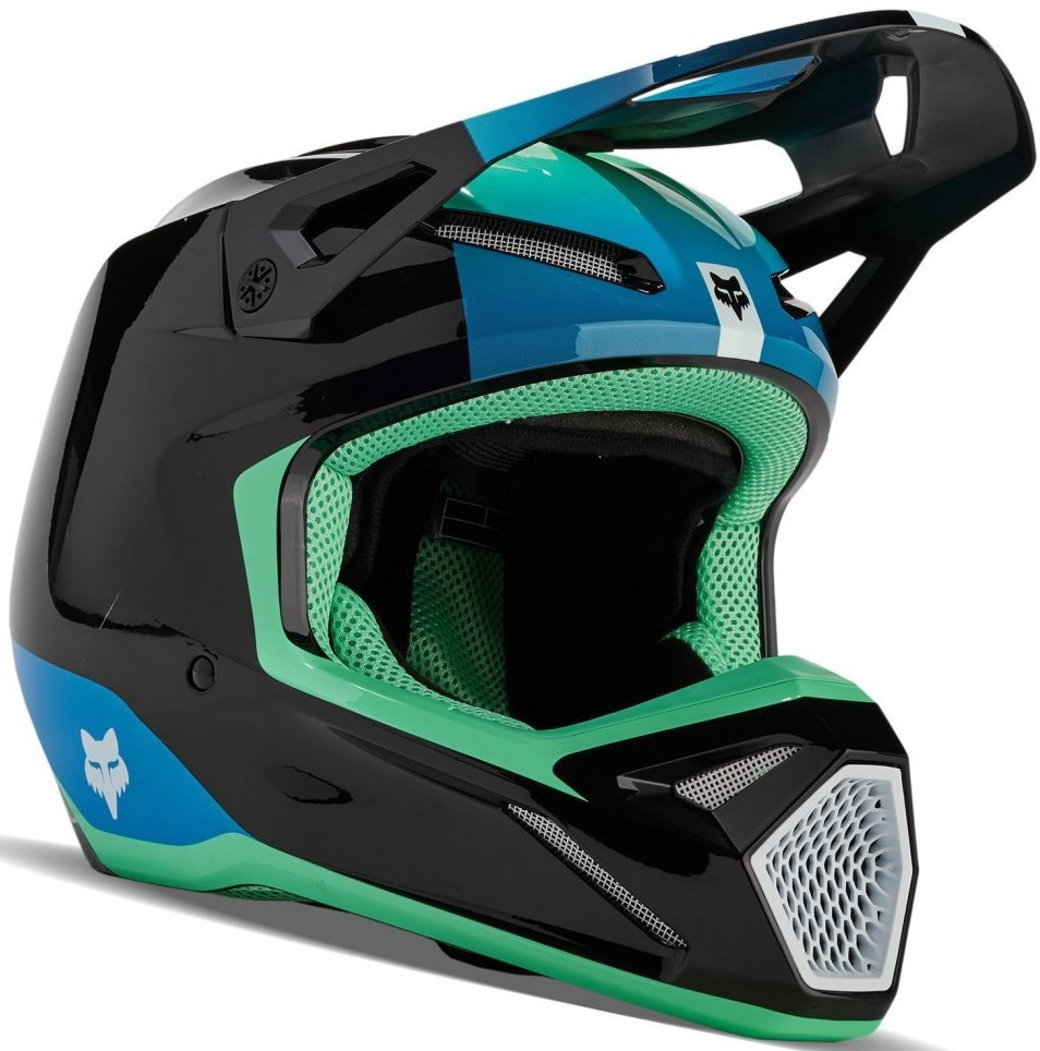 Мотошолом дитячий Fox YTH V1 Ballast чорний/синій/зелений, YS