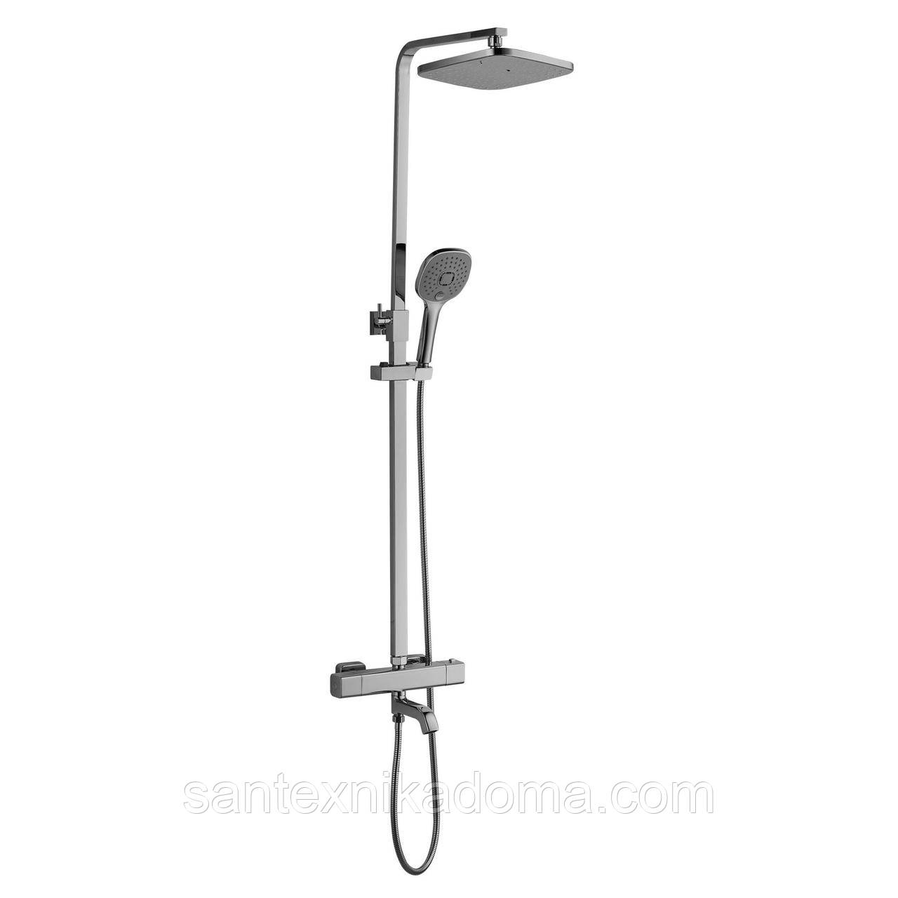 Душова система Globus Lux Termostatic Q VAN-GLQ-0041Tз термостатом лійка тропік 23*23см змішувач з виливом латунь