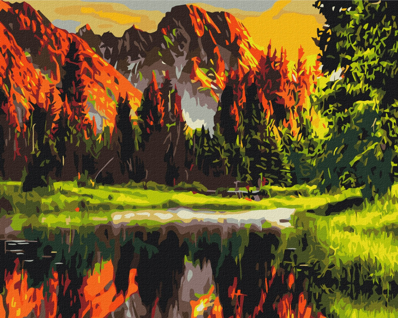 Преміум картина за номерами "Захід в гірській долині", "PBS3348", 40x50 см