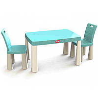 Детский набор стол и 2 стулья DOLONI 04680/7 бирюзовый с белым для детей Б2746-8