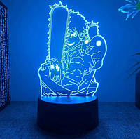 Акриловий 3D світильник - нічник Аніме Людина-бензопила 7 кольорів регулювання сенсорної кнопкою