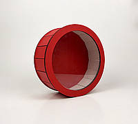 Коробка круглая красная с прозрачной крышкой