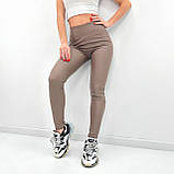 📌 Жіночі стильні лосини з еко-шкіри, висока посадка, тонкі | Модні шкіряні штани красиві | Норма, фото 3