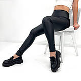 📌 Жіночі стильні лосини з еко-шкіри, висока посадка, тонкі | Модні шкіряні штани красиві | Норма, фото 8