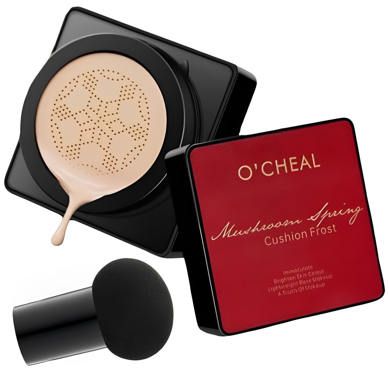 ОПТ від 12 шт, Тональний крем кушон для обличчя + спонж Beauty Linasi Red O`CHEAL Натуральний відтінок / Крем пудра