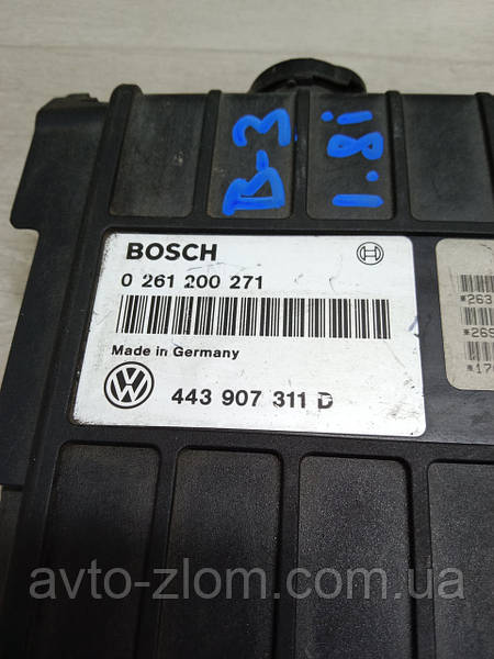 Блок управления двигателем, ЭБУ Volkswagen Passat B3, Пассат Б3 1.8.  443907311D, 0261200271.: купить б/у с доставкой по Украине. б/у блоки  управления от 