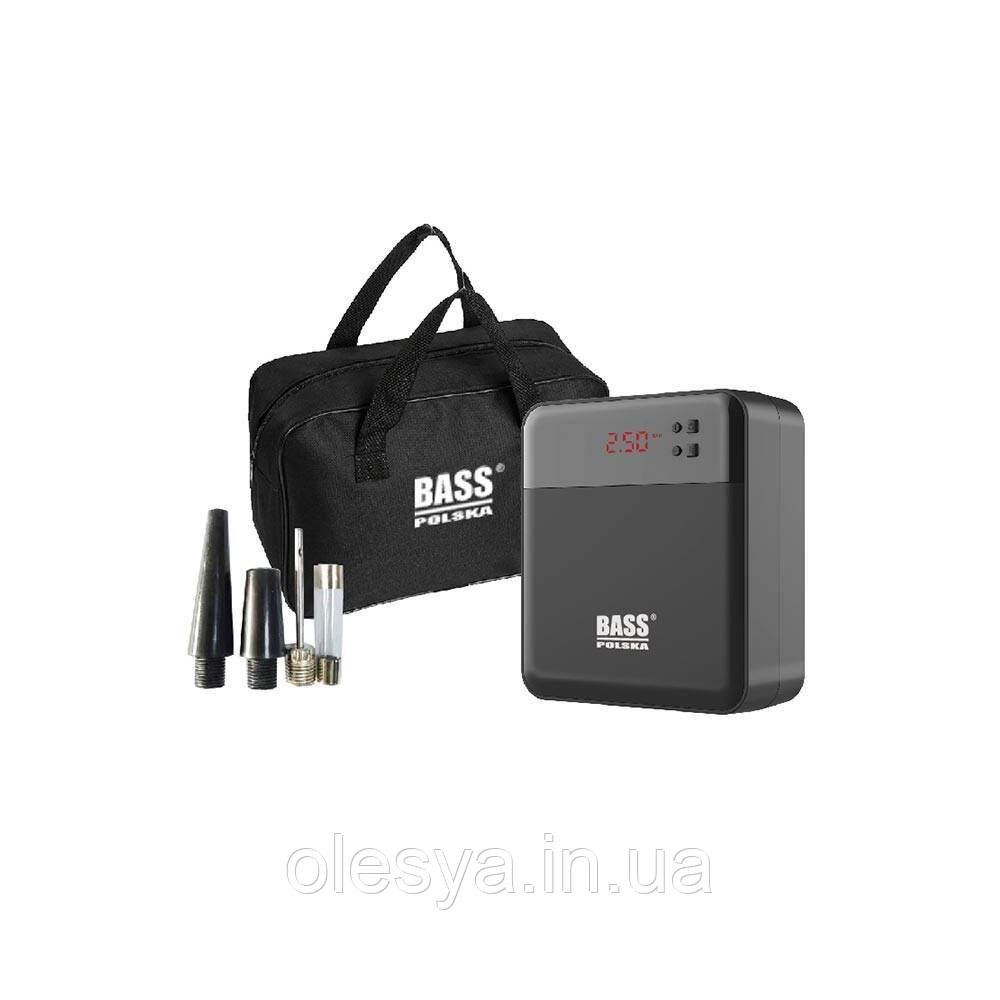 Мінікомпресор автомобільний зі світлодіодною лампою й набором насадок Bass Polska 4523, фото 1