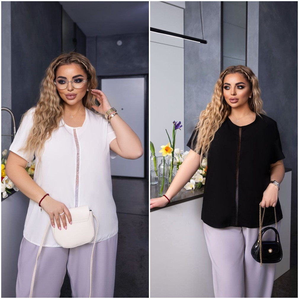 Жіноча блузка з коротким рукавом софт розміри батал