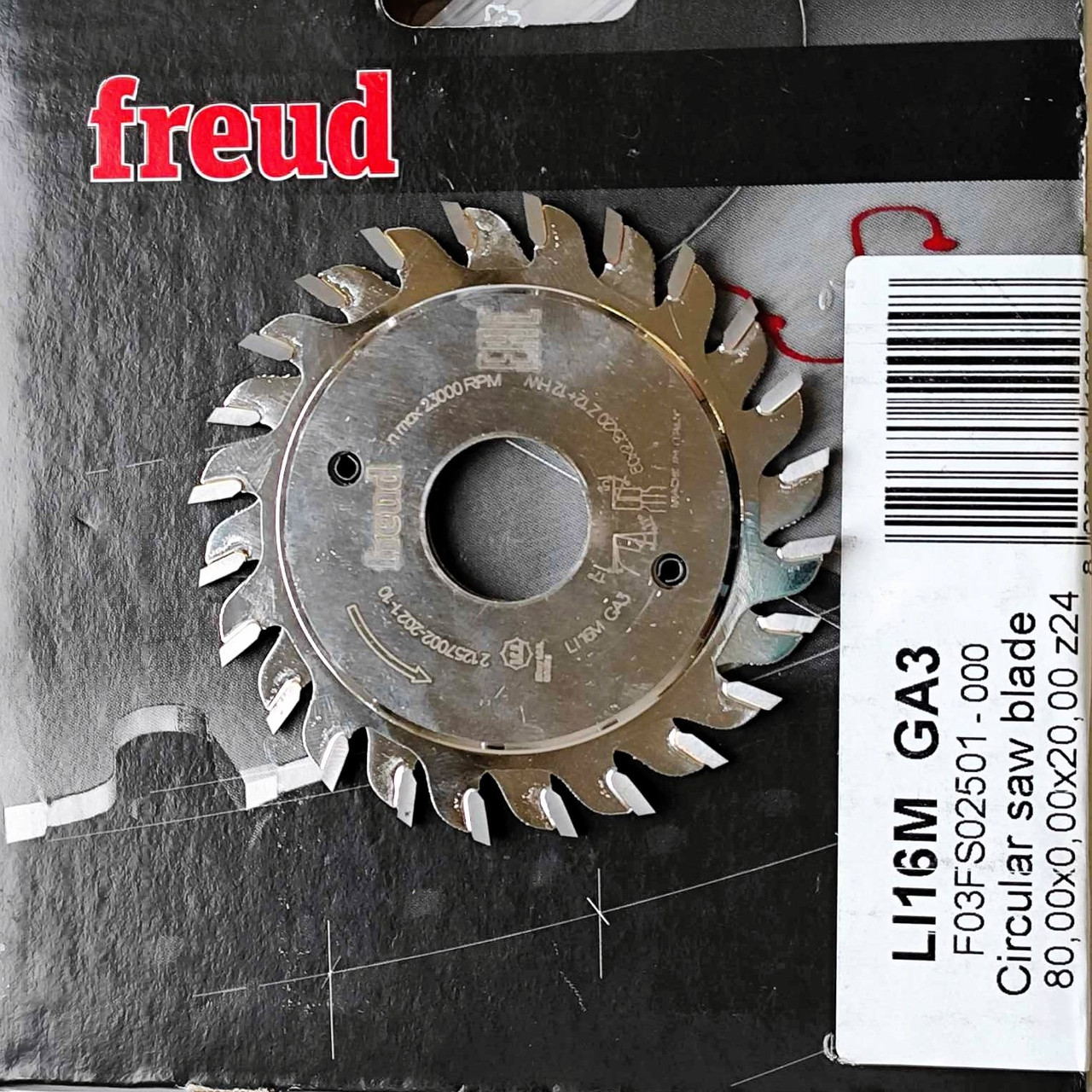 Freud LI16M GA3 80x2,8-3,6x20 12+12 z двокорпусні підрізні пилки по ДСП (Італія)