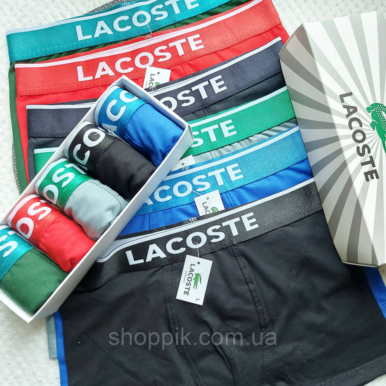 Труси боксери чоловічі Lacoste 5 штук