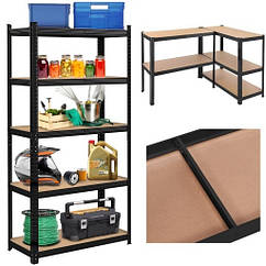 Стелаж металевий 180х90х40 см 5 полиць, навантаження - 175 кг на полицю (Чорний) GardenLine GWI7392