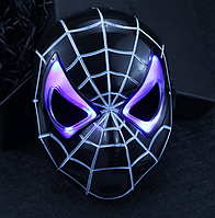 Маска героя Человек паук Spiderman моралес черная светящаяся