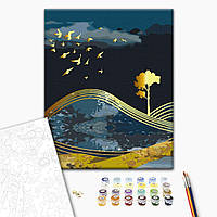 Картина по номерам "Птицы ночи с золотой краской", "BS53042", 40x50 см