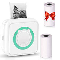 Портативный Bluetooth принтер + Подарок Термобумага 1шт / Мини принтер для печати с телефона / Термопринтер