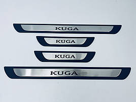 Накладки на пороги  Ford Kuga 2 (Y-1 хром-пласт) TAN24
