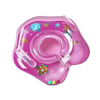 Детский надувной круг на шею для купания MS 0128 Круг с гладкими внутренними швами Розовый
