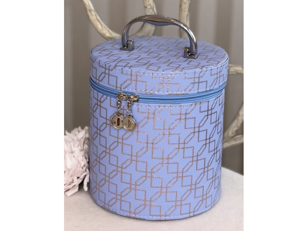 🧡Кейс для косметики зі шкірозамінника з абстрактним візерунком, 3шт у наборі Синій, фото 1