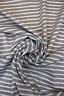 Ткань льняная костюмная цв.11-106 серый в белую полоску