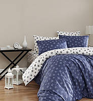 Постельное белье ранфорс евро LIGHT NAVY BLUE First Choice Турция, Евро комплект постельного белья Ранфорс