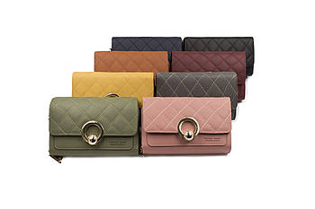 Сумочка гаманець жіноча 11,5*19 см із клапаном зі штучної шкіри в різних кольорах Karman