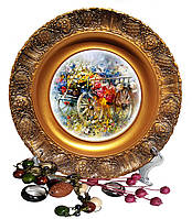 Декоративна підвісна тарілка візок з квітами 23см Сувенірна тарілка з Фото