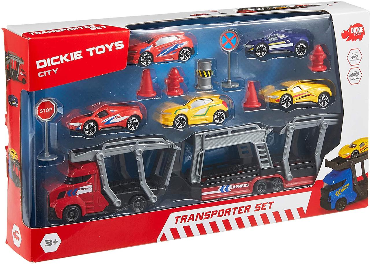 Игровой набор Dickie Toys с автотранспортером, 5 металлическими машинками и аксессуарами (3745012) А7896-8 - фото 3 - id-p2140968403