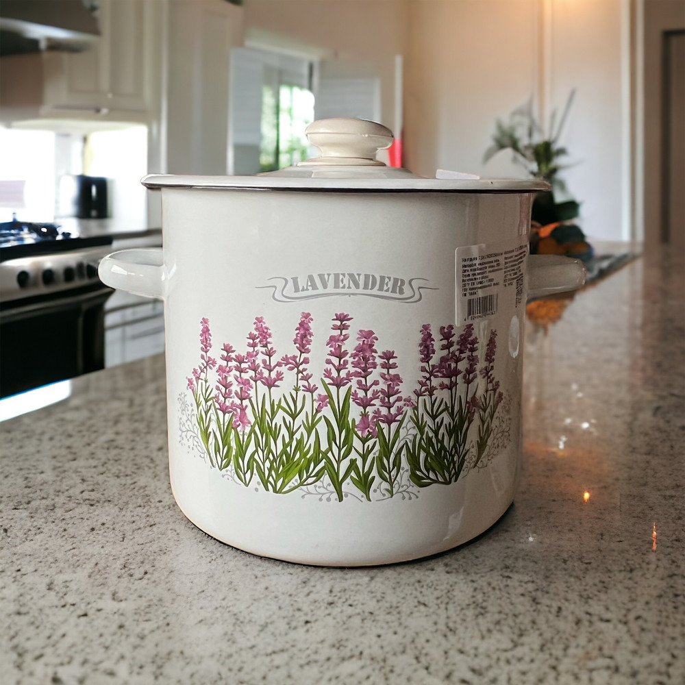 Каструля емальована 7л Лаванда біла 1620/2 Idilia