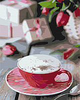 Картина по номерам "Чашка капучино" 40x50 3v1 Рисование Живопись Раскраски (Натюрморты)