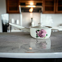 Ківш емальований з кришкою 1.5 л 2108/2 Лаура молочна Idilia