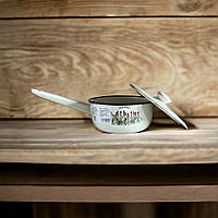 Ківш емальований з кришкою 1.5 л 2108/2 Лаванда молочна Idilia