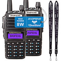 Рація Baofeng UV-82 MK5, UHF/VHF, комплект 2 шт., 8 Вт, 2800 мАч+ Кабель Mirkit для програмування + Ремінець