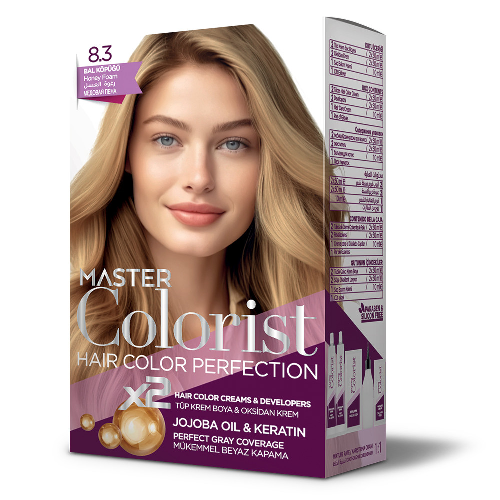 Фарба для волосся Master Colorist 8.3 Медова піна, 2x50 мл+2x50 мл+10 мл, фото 1