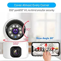 Домашняя камера видеонаблюдения WIFI 2DUAL LENS PTZ CAMERA APP:V380PRO 4MP