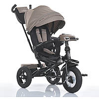Детский трехколесный велосипед MT 1007-5 оберт.сид,5-точк.рем.безп.,USB/ВТ, пульт, світло, сумка, коричневий