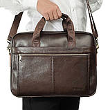 Чоловічий портфель із натуральної шкіри Шкіряний портфель чоловічий Сумка-портфель чоловічий для ноутбука Чорний, фото 8