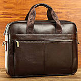 Чоловічий портфель із натуральної шкіри Шкіряний портфель чоловічий Сумка-портфель чоловічий для ноутбука Чорний, фото 7