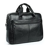 Чоловічий портфель із натуральної шкіри Шкіряний портфель чоловічий Сумка-портфель чоловічий для ноутбука Чорний, фото 2