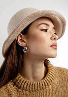 Шляпа женская на весну шерстяная от Famo 57-59 см, панама весенняя женская под пальто утепленная бежевая