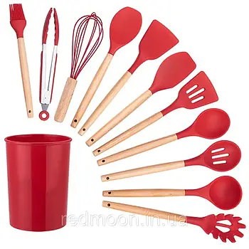 Набір кухонного приладдя 12шт Kitchen Set, Червоний / Комплект інструментів для кухні
