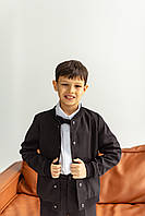 Бомпер детский, подростковый, классический, школьный, на кнопках, для мальчика, пиджак, Черный, 110-164