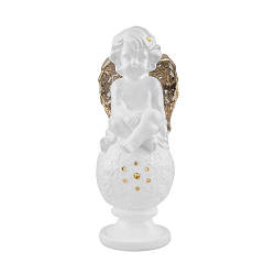 Статуетка Ангел на кулі (малий) біло-золотий (гіпс) AN0021-3(G)