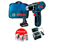 Аккумуляторный шуруповерт Bosch Professional GSR 12V-15 в сумке с 2 акб 12V (2Ah+4Ah) и з/у GAL 12V-20