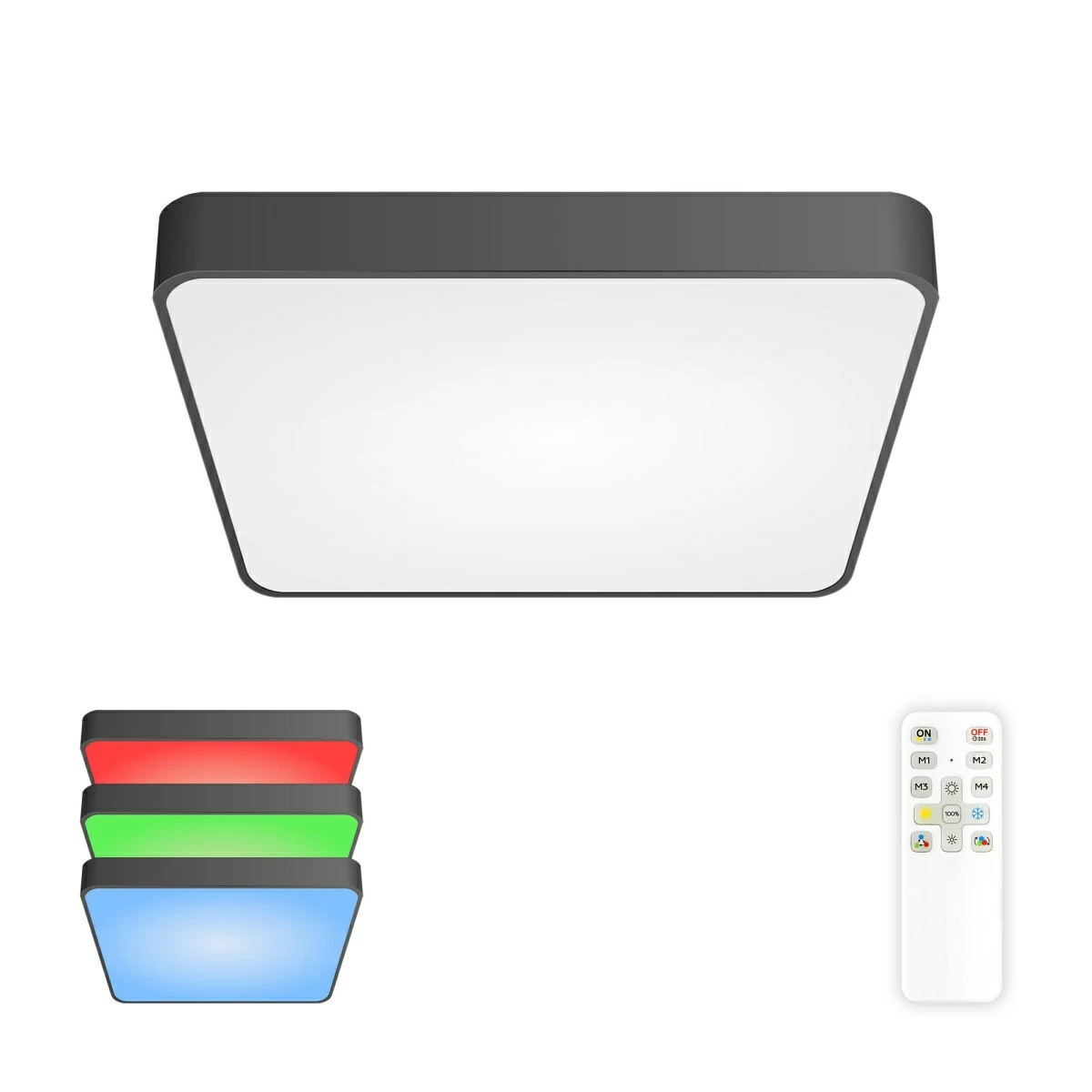 Люстра з пультом KUPER 60W+8W RGB S чорний 400/400/55