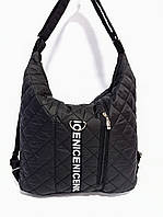 Женская сумка-рюкзак стёганая 30*40см черная (5-0219)