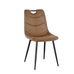 Сучасний м'який обідній кухонний коричневий стілець з екошкіри на кухню з металевими ніжками Бредлі